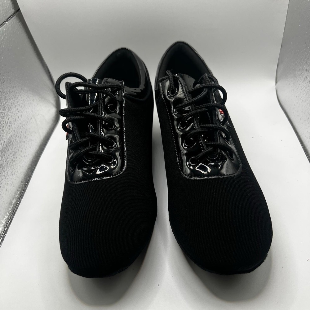 NEW Dance And Sway Women's Size 6.5 Black Suede Shoes Flared Heel 1.3"